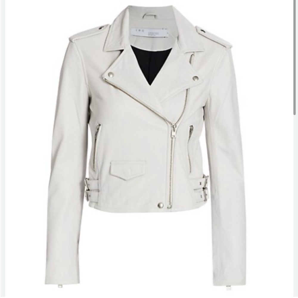 IRO Ashville leather jacket in white - Size 4/ 36